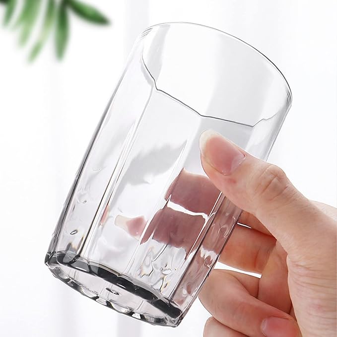 ZEAYEA Set of 6 Acrylic Drinking Cups, 14 oz Unbreakable Water Tumbler, Reusable Plastic Drinking Glasses, Stackable Beverage Tumbler for Juice, Lemonade, Ice Coffee, BPA-free, Dishwasher Safe