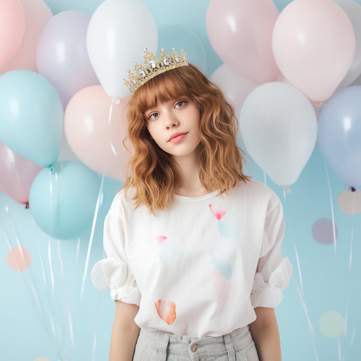 Birtthday Tiara Crown with Sash for Women Birthday Queen Party