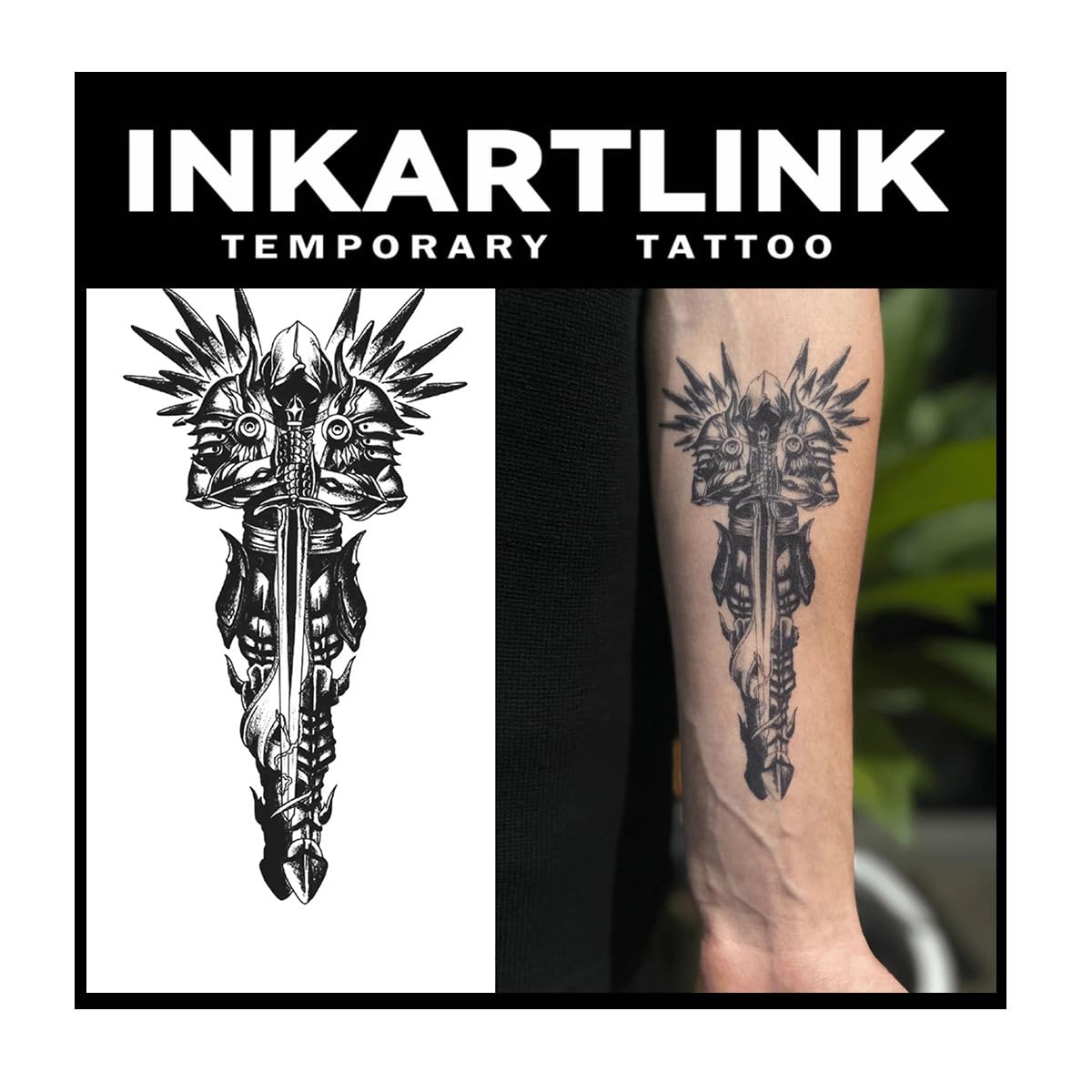 INKARTLINK 2 Sheets Extra Large Semi permanent Tattoos, Temporary Tattoos, Adult Art Designs, Waterproof, Realistic, No Adhesive, Non-Reflective, Lasts 1-2 Weeks,(Eternal Guardian)