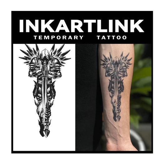 INKARTLINK 2 Sheets Extra Large Semi permanent Tattoos, Temporary Tattoos, Adult Art Designs, Waterproof, Realistic, No Adhesive, Non-Reflective, Lasts 1-2 Weeks,(Eternal Guardian)