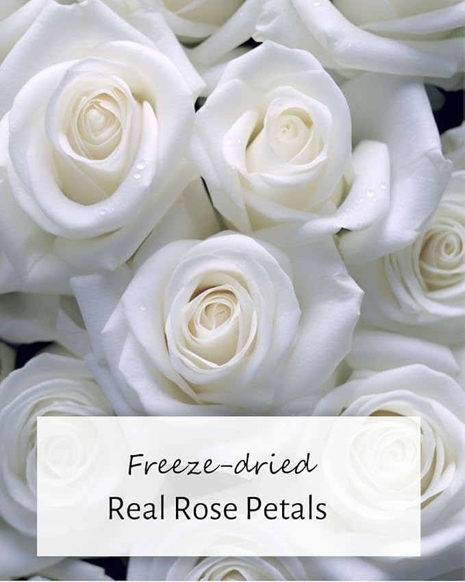 3.5oz REAL Rose Petals, Pearl White Freeze-Dried Petals Biodegradabel Wedding Natural Confetti, Perfectly Preserved Flower Petals for Table Decorations 100g