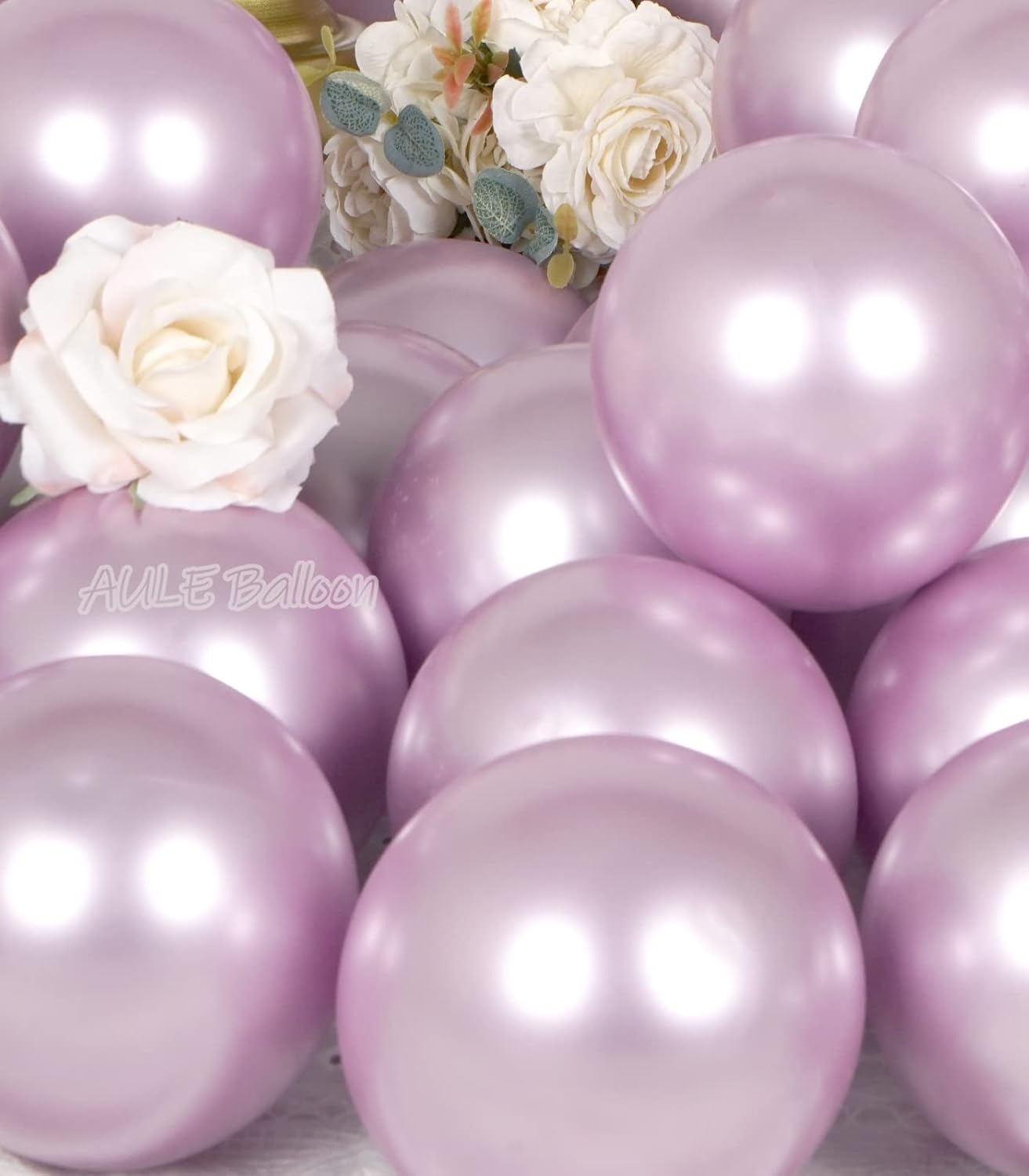 AULE Metallic Light Purple Balloons 5 inch 50 Pcs Lavender Latex Balloons Chrome Helium Shiny Thicken Balloon Perfect Party Decoration for Wedding Birthday Baby Shower Graduation Christmas Carnival