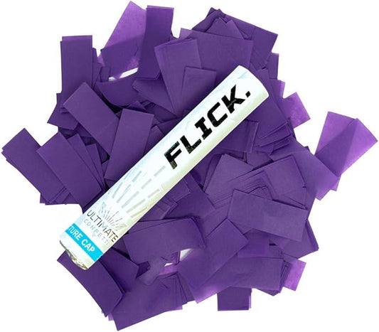 Ultimate Confetti - 8 Pack Purple Confetti Wands - Handheld 6" Biodegradable Tissue Paper Confetti Flick Flutter Sticks For Wedding, Birthday, Parties & Live Events - 1 Handful, 0.5 oz Each Stick