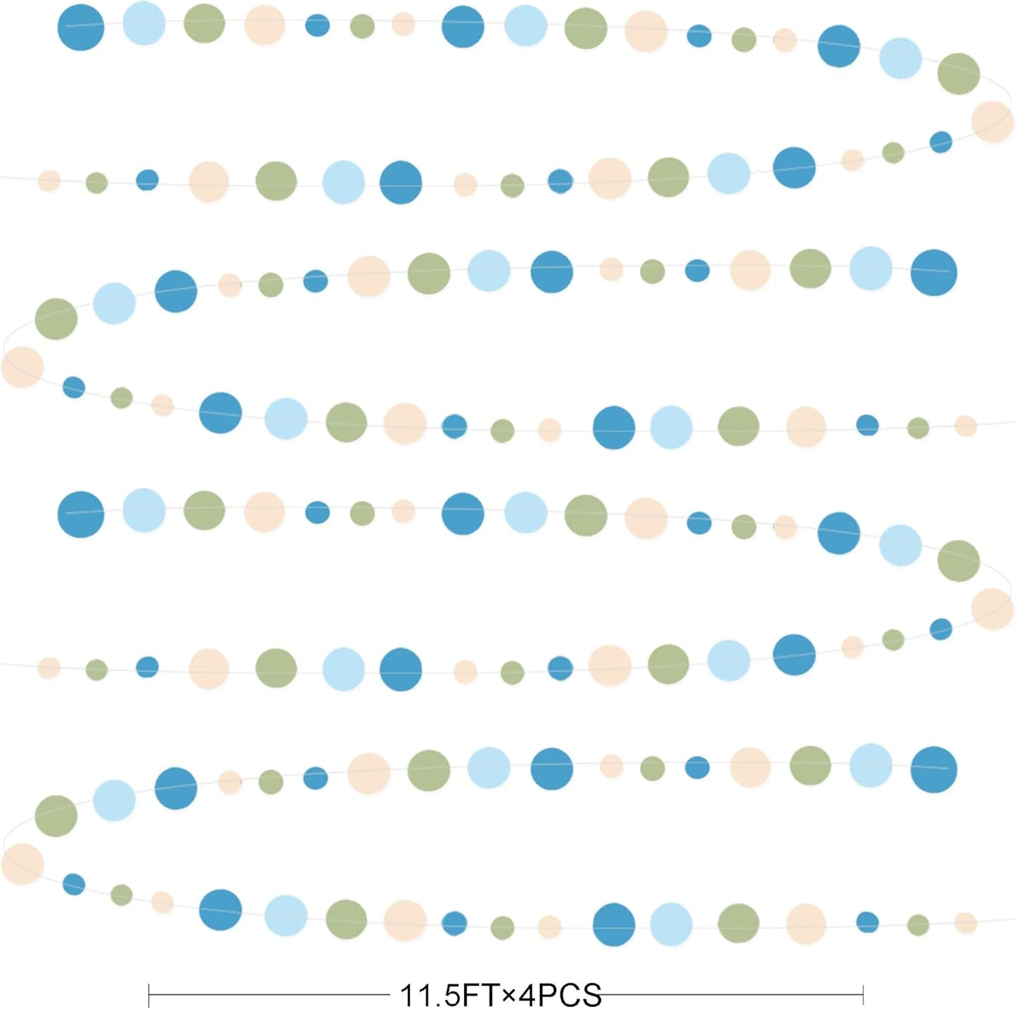 Dusty Blue and Sage Green Beige Polka Dot Garland Olive Green Dusty Blue Cream Nude Hanging Paper Circle Dots Streamer for Birthday Baby Shower Wedding One Silly Goose Theme Party Decorations Supplies