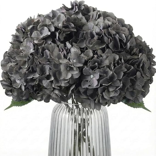 2Bouquets Artificial Fake Flowers Plants Silk Hydrangea Arrangements Wedding Bouquets Decorations Plastic Floral Home Kitchen Garden Party Festival Bar DIY (Gray,5 Flower Heads)