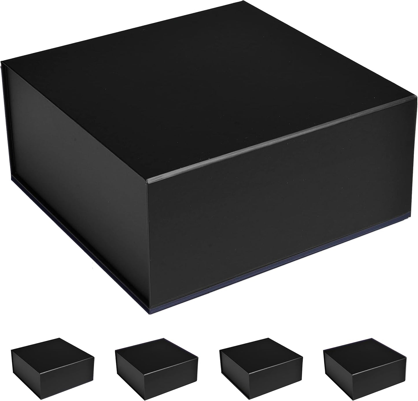 CECOBOX - Gift Boxes with Lids for Presents 10"x10"x4.5" - Matte, Collapsible Magnetic Closure Gift Box - Groomsmen & Bridesmaid Proposal Boxes, Wedding, PR, Birthdays, Holidays (Black)