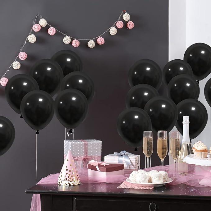 RUBFAC 120pcs Balloons for Birthday Baby Shower Graduation Anniversary Wedding Party Supplies Garland Arch Decoration,5 Inches,Black