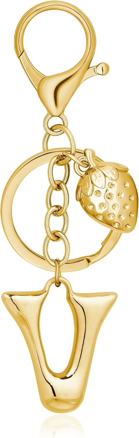 Gold Bubble Heart Initial Bag Charms for Handbags – Cute Initial Letter Keychain for Women, Purse Charms, Gold Gift