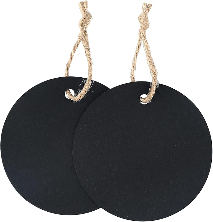 G2PLUS 100PCS Gift Tag with String,2.2'' Round Paper Tags Blank Hang Tags Black Circle Tags with Holes for Craft Projects, Xmas Gift, DIY Wedding Favor Bag