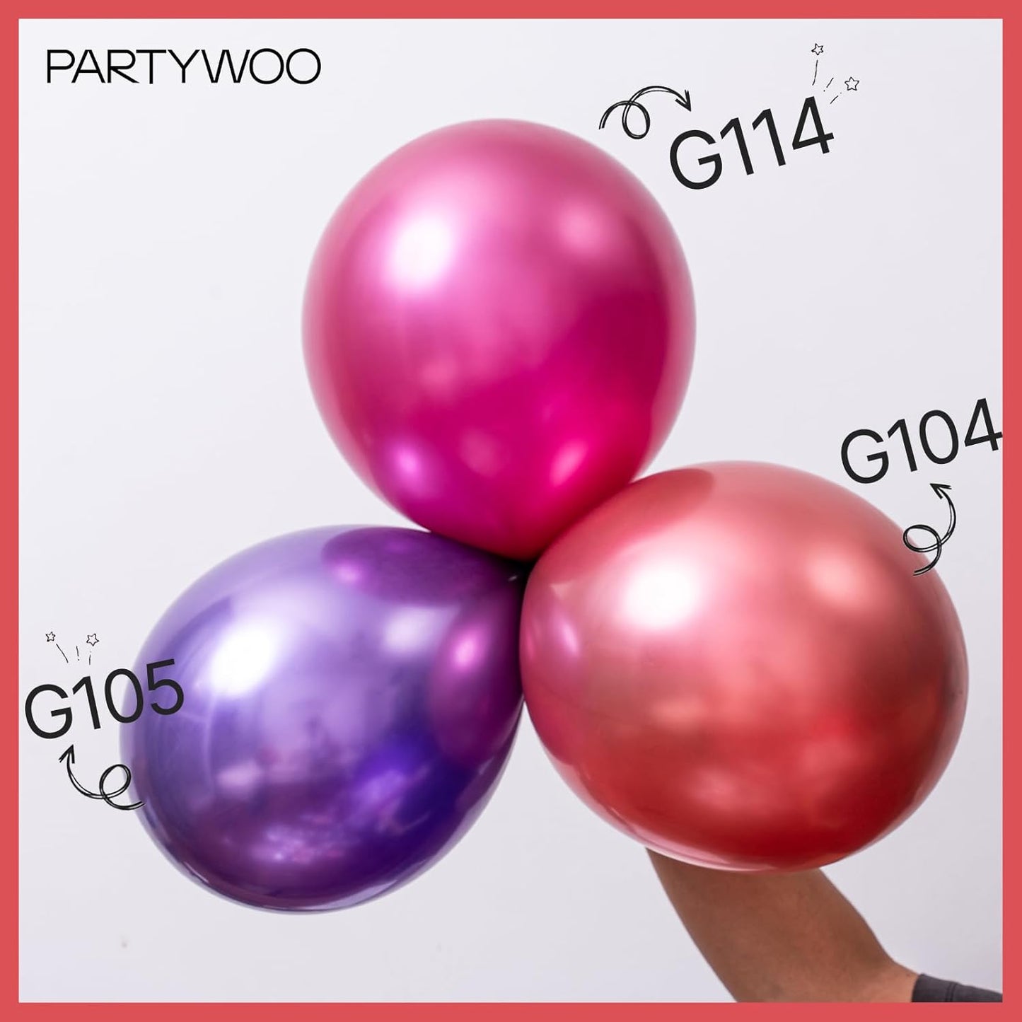 PartyWoo Metallic Pink Balloons 100pcs 5 Inch Chrome Hot Pink Magenta Fuchsia Balloons for Birthday Anniversary Bachelorette Wedding Baby Shower Gender Reveal 1950s Party Decorations Pink-G104