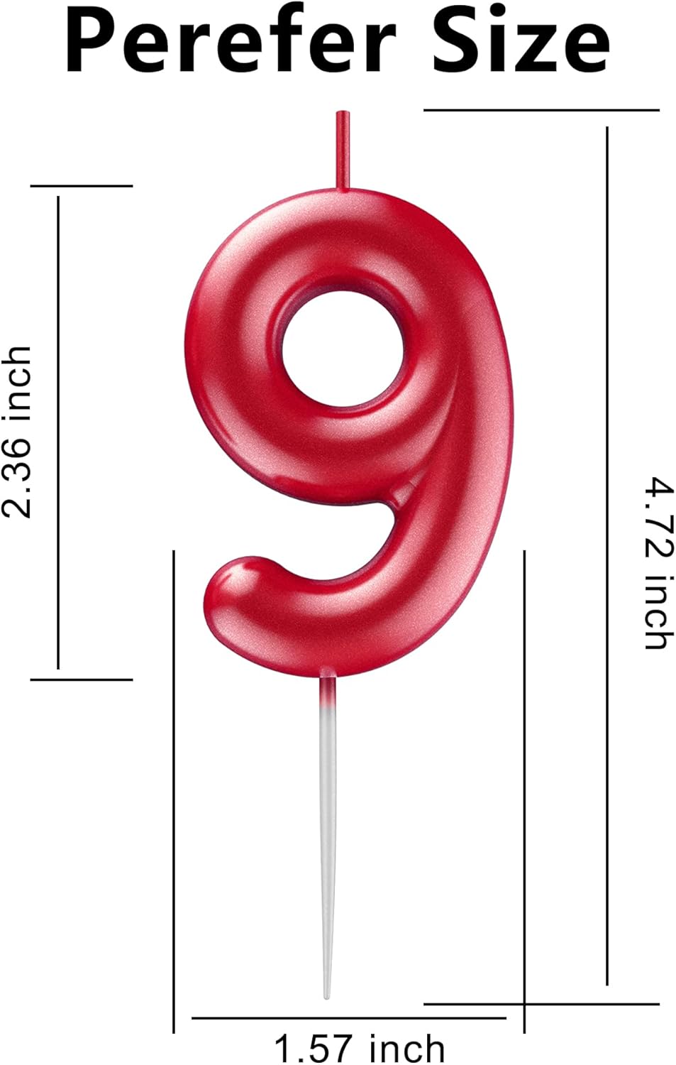 Red Number 9 Candle Happy Birthday 3D Number Candles for Birthday Cake Party Decoration Wedding Anniversary Celebration Supplies