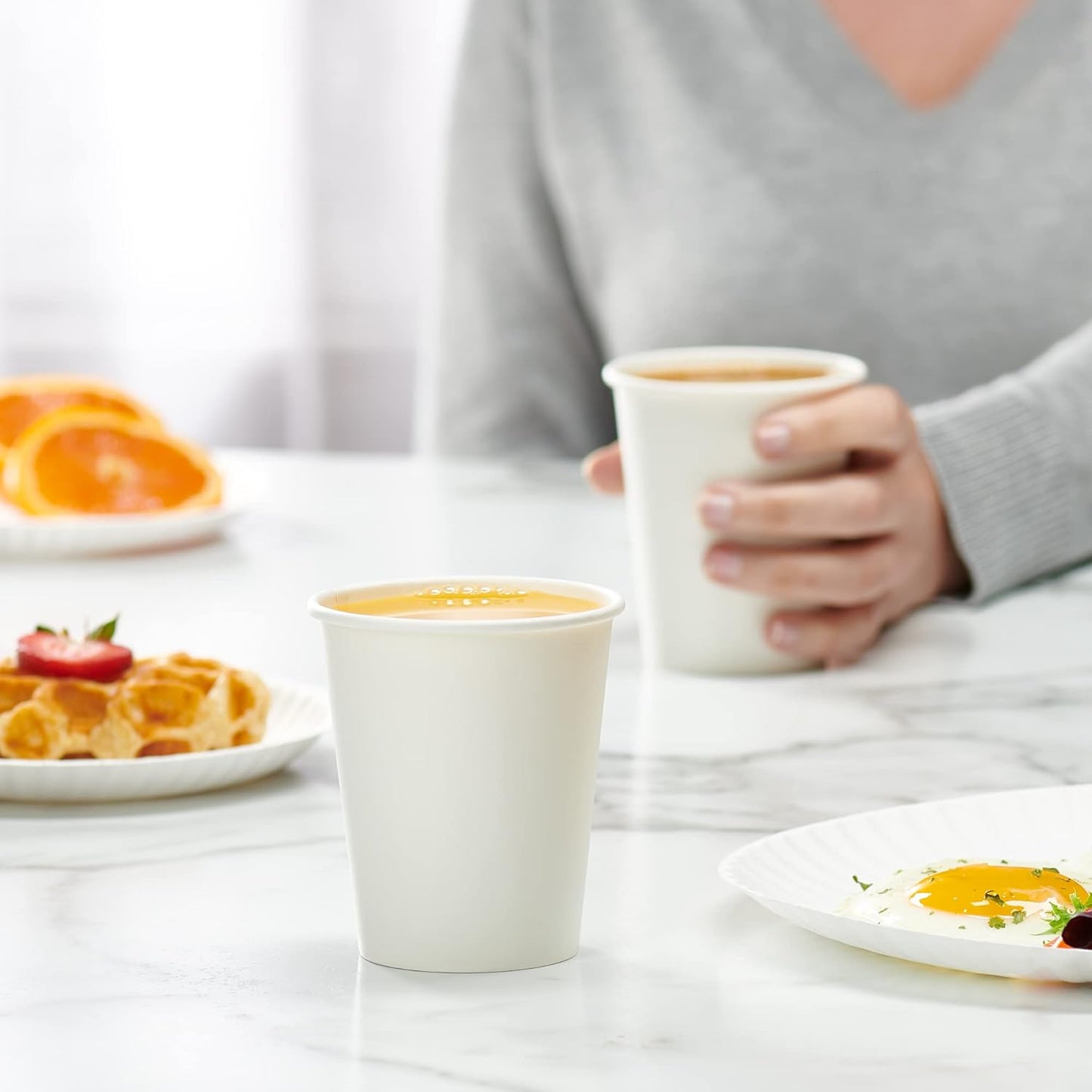 GUSTO [8 oz. - 300 count] Disposable White Paper Cups, Hot Coffee Cups - Eco-Friendly Hot Cups