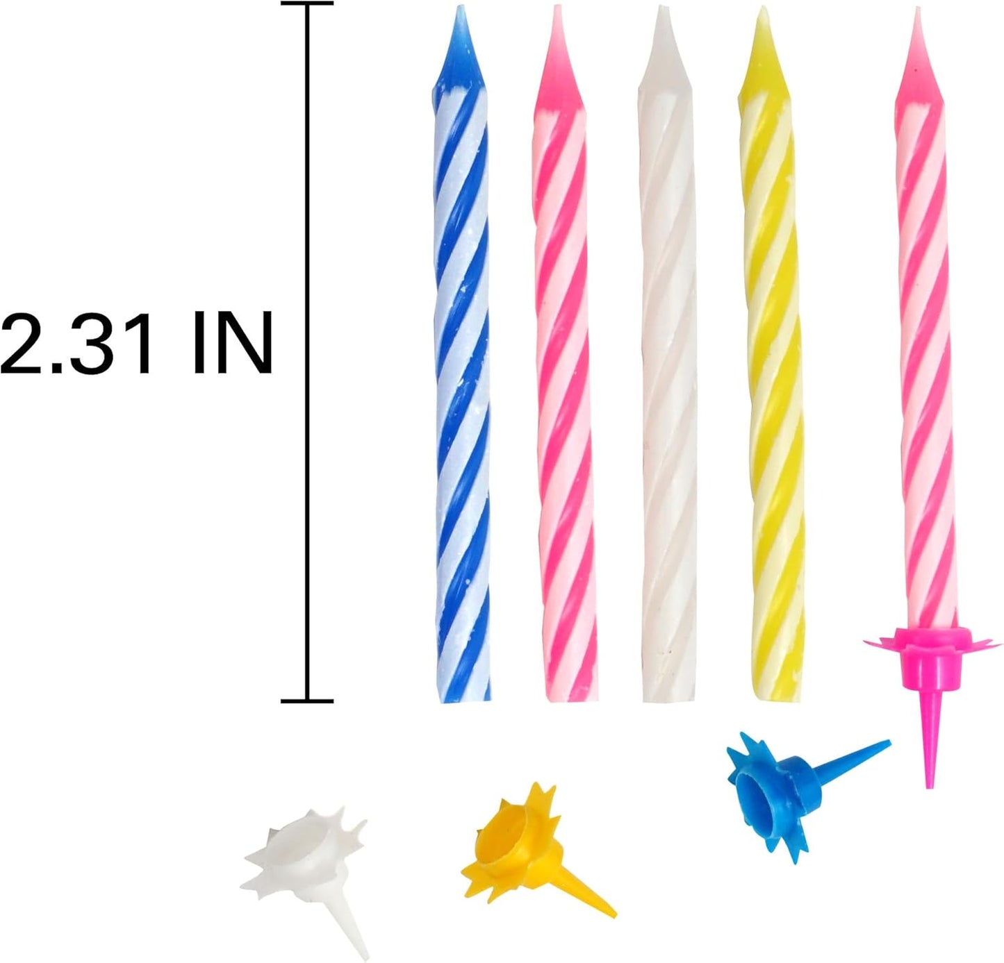 Birthday Candles Multicolored Spiral 48-Count, Birthday Candles for Cake, Cupcake Candles, Party Celebration, Candles for Celebrations