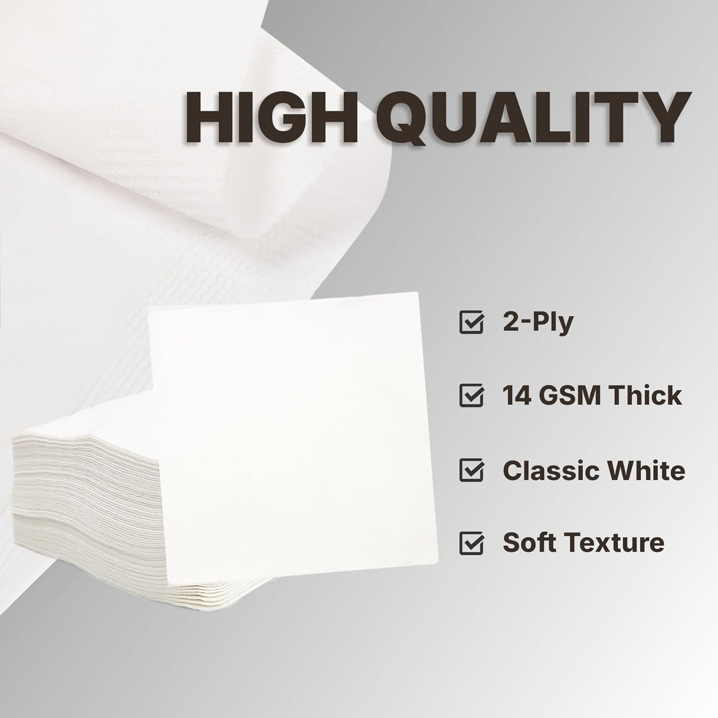 Klex 4.5" x 4.5" Folded White Beverage Napkins, 2-Ply Bulk Cocktail Napkin - 3000 Count (9"x9" Unfolded)