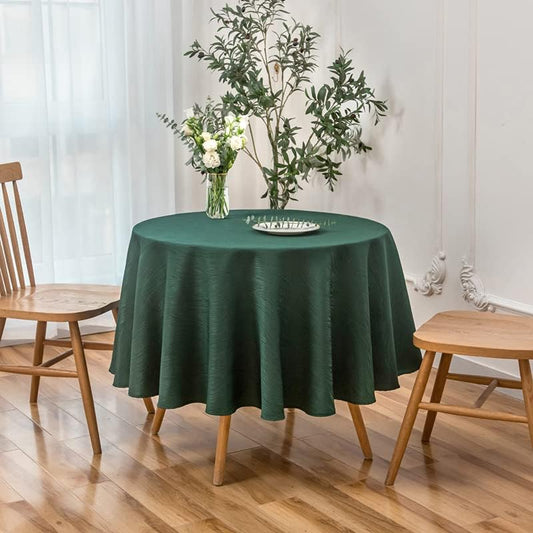 maxmill Round Swirl Design Tablecloth Waterproof Spillproof Wrinkle Free Table Cloth, Kitchen Dinning Circular Tabletop Decoration, Fabric Table Cover for Christmas Parties, 70 Inch, Hunter Green