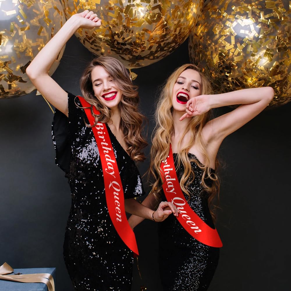12pcs Red Sash for Bride, Bachelorette, Prom Queen, Pageant & Party Decor