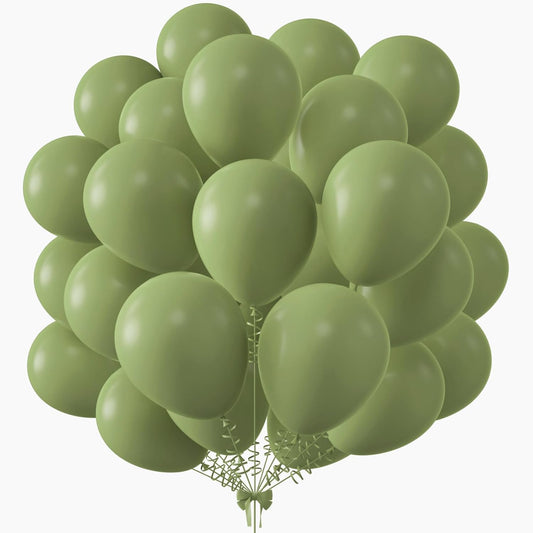 KALOR 10 Inch Retro Avocado Green Balloons, 100 Pcs Latex Helium Balloons for Kid's Birthday Party Baby Shower Wedding Graduation Graduation Party Decorations