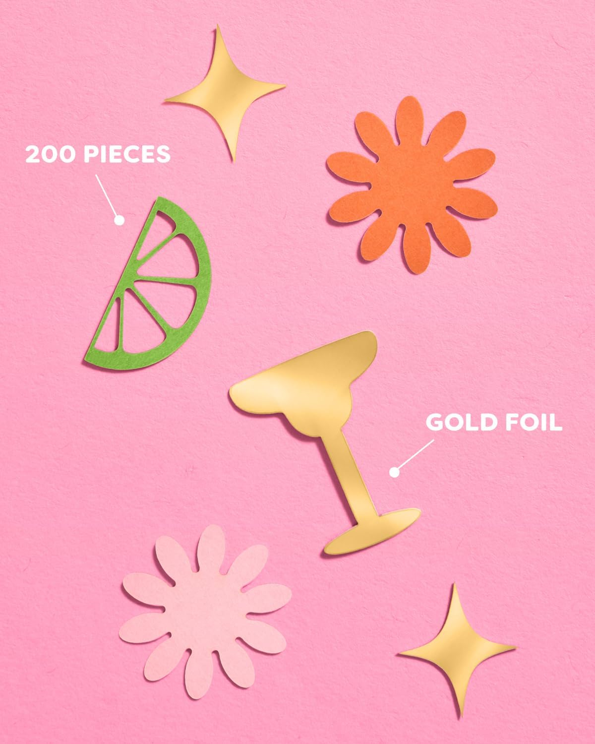 xo, Fetti Margarita Foil Confetti - 200 pc | Fiesta Party Decorations, Tequila Bachelorette Table Decor, Birthday Supplies, Cinco De Mayo Tablescape