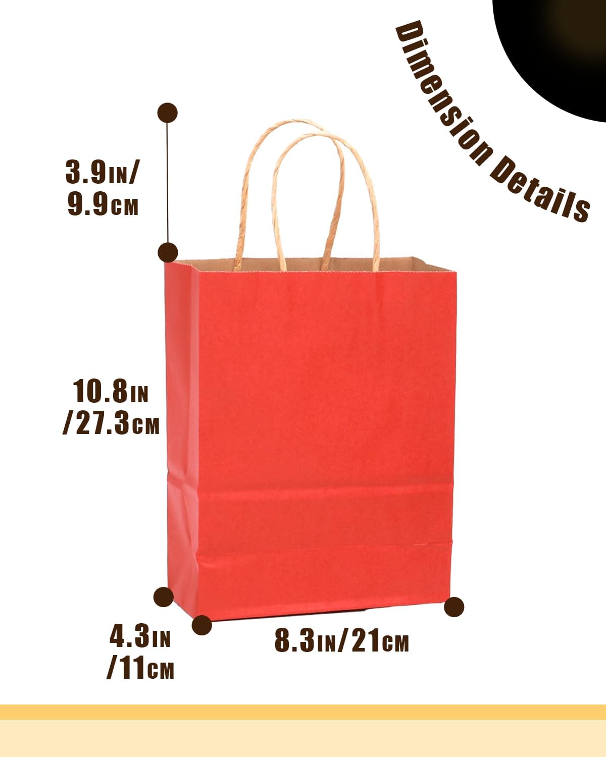 qiqee 100PCS Gift Bag with Handles Bulk Kraft Red Paper Bags Multiple Uses (11"x5"x8"inch Medium Size)
