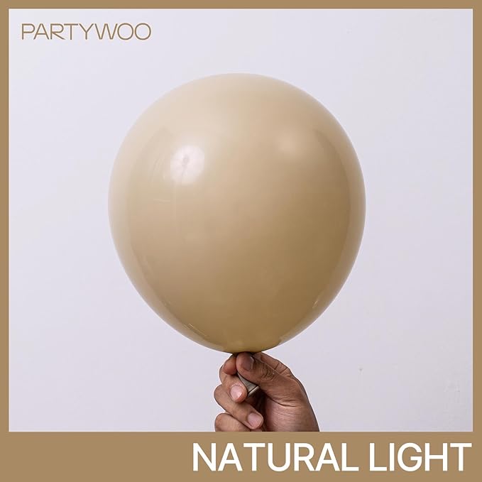 PartyWoo Cream Balloons 140 pcs Different Sizes of 18 12 10 5 Inch Beige Ivory Nude Neutral Boho Fall Latex Balloons for Graduation Birthday Baby Shower Jungle Theme Party Decorations Brown-F56