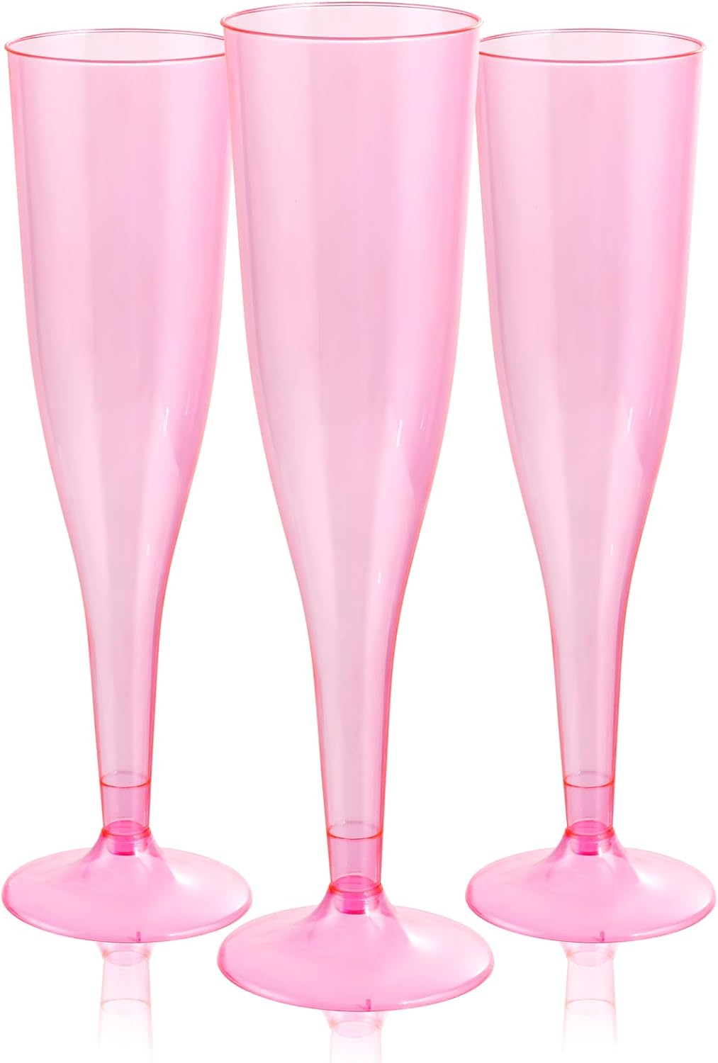WDF 36 Pack Clear Pink Plastic Champagne Flutes - 7OZ Pink Champagne Flutes Plastic, Champagne Glasses Disposable for Party