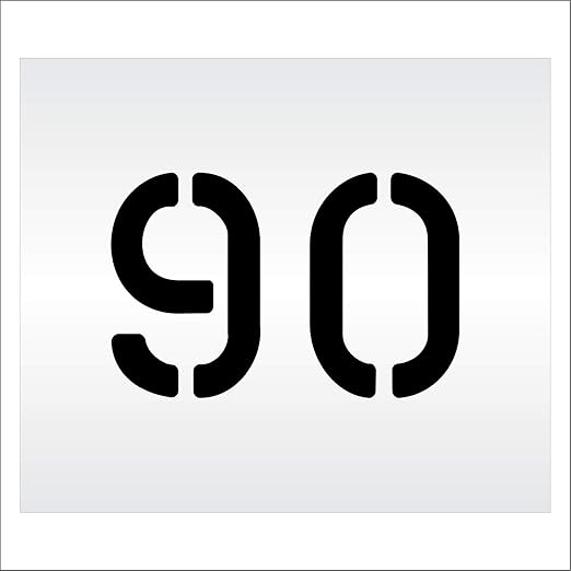 Pavement, Curb, and WheelStop Stencils - 6 inch Double Number Stencil - (90) - 6" x 9" x 1/16" (63 mil) - Light-Duty
