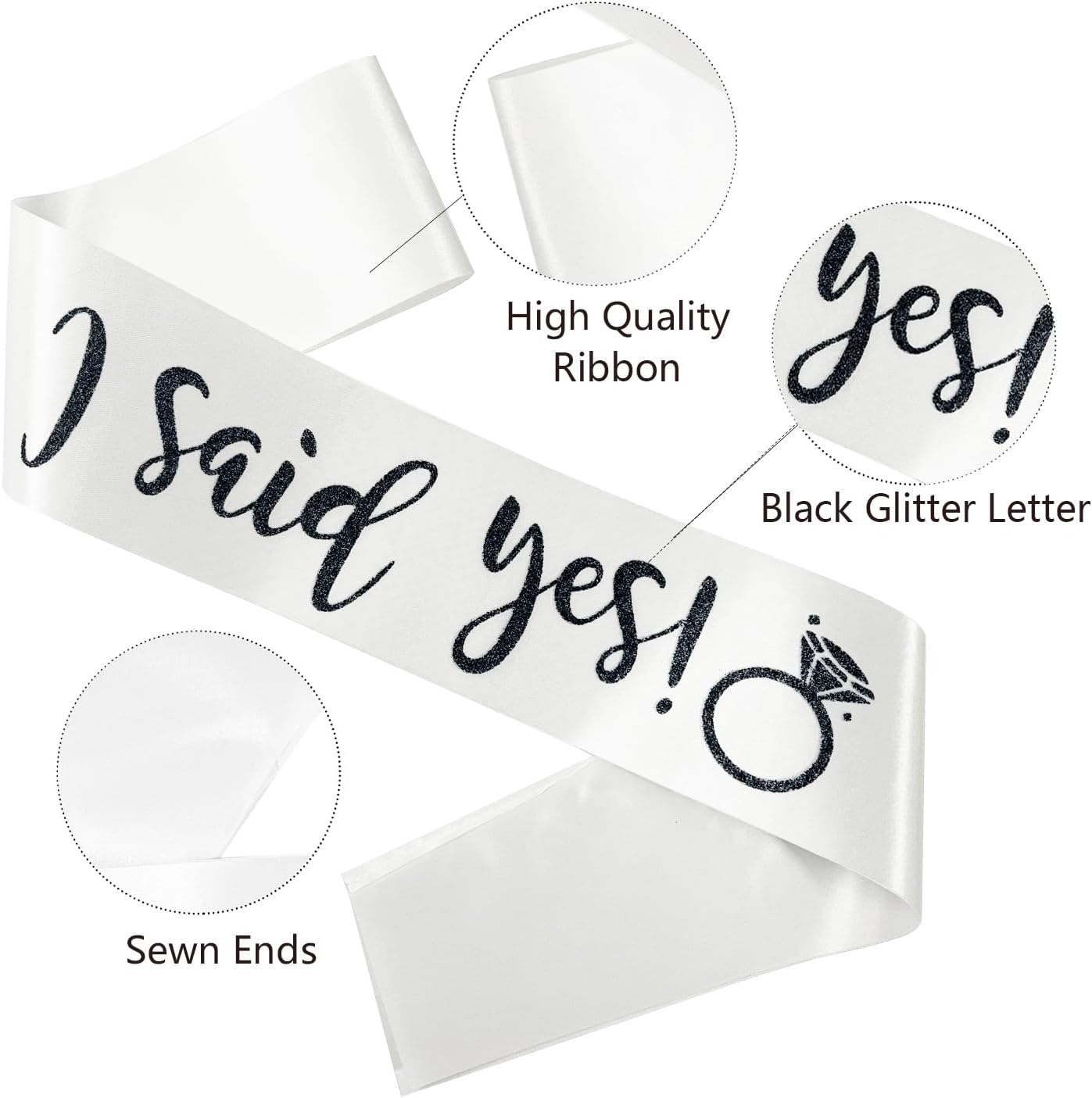 I Said Yes Sash,Future Mrs Sash Engagement Party SashBachelorette Party Sashes, Bridal Shower Sash for Bride to Be,Black