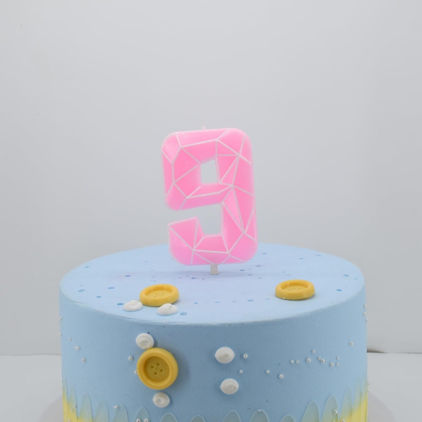 DERVENTA Birthday Candle Big Number 3D Macaron Pink 3.7 inch Party Celebration Anniversary Decoration Cake Topper 1 Piece (Number 9 Macaron Pink)