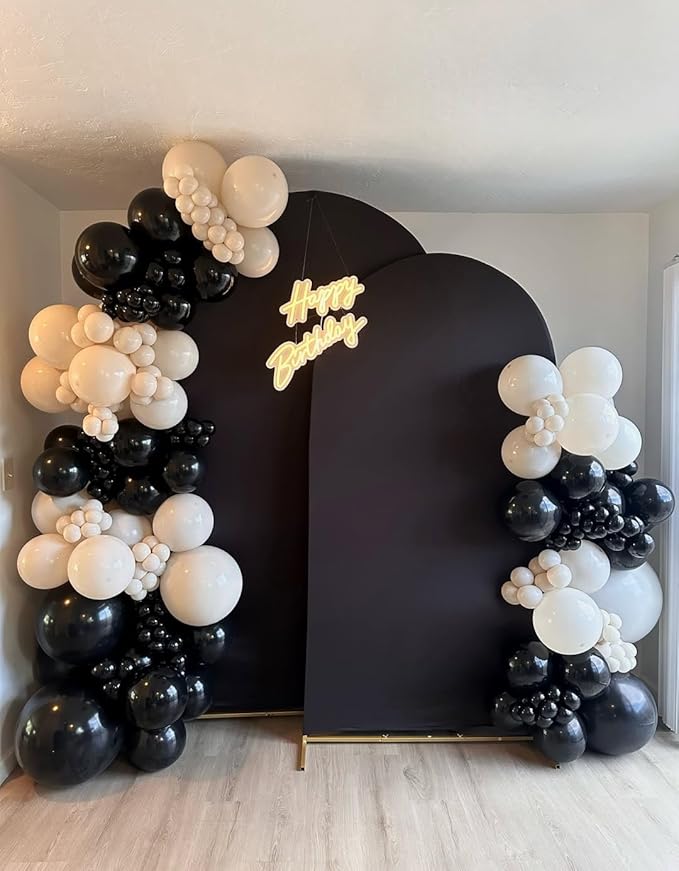 153Pcs Black and Sand White Balloons Garland Arch Kit - 18 12 10 5 inch Different Size Black Cream White Confetti Balloons for Birthday Wedding Bridal Shower Anniversary Prom Party Decorations