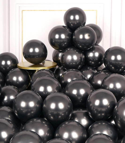 AULE Metallic Black Balloons 5 inch 50 Pcs Black Latex Balloons Chrome Helium Shiny Thicken Balloon Perfect Party Decoration for Wedding Birthday Baby Shower Graduation Christmas Carnival