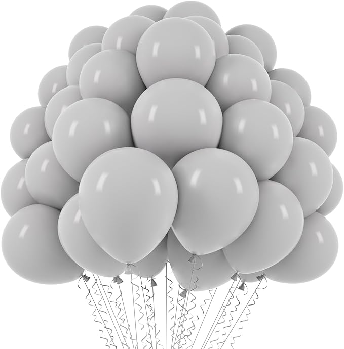 110pcs Gray Balloons 12inch Grey Latex Party Balloons for Graduation, Wedding, Birthday, Gender Reveal, Baby Shower, Bridal Shower, Anniversary Party Decorations