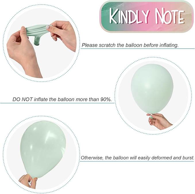 Pink and Green Balloons Pastel Green Pink White Sand Gold Metallic Balloons Nutcracker Fairy Sugar Theme Balloon Set for Winter Wonderland Snow Ice Spring Birthday Christmas Baby Shower Party Decor