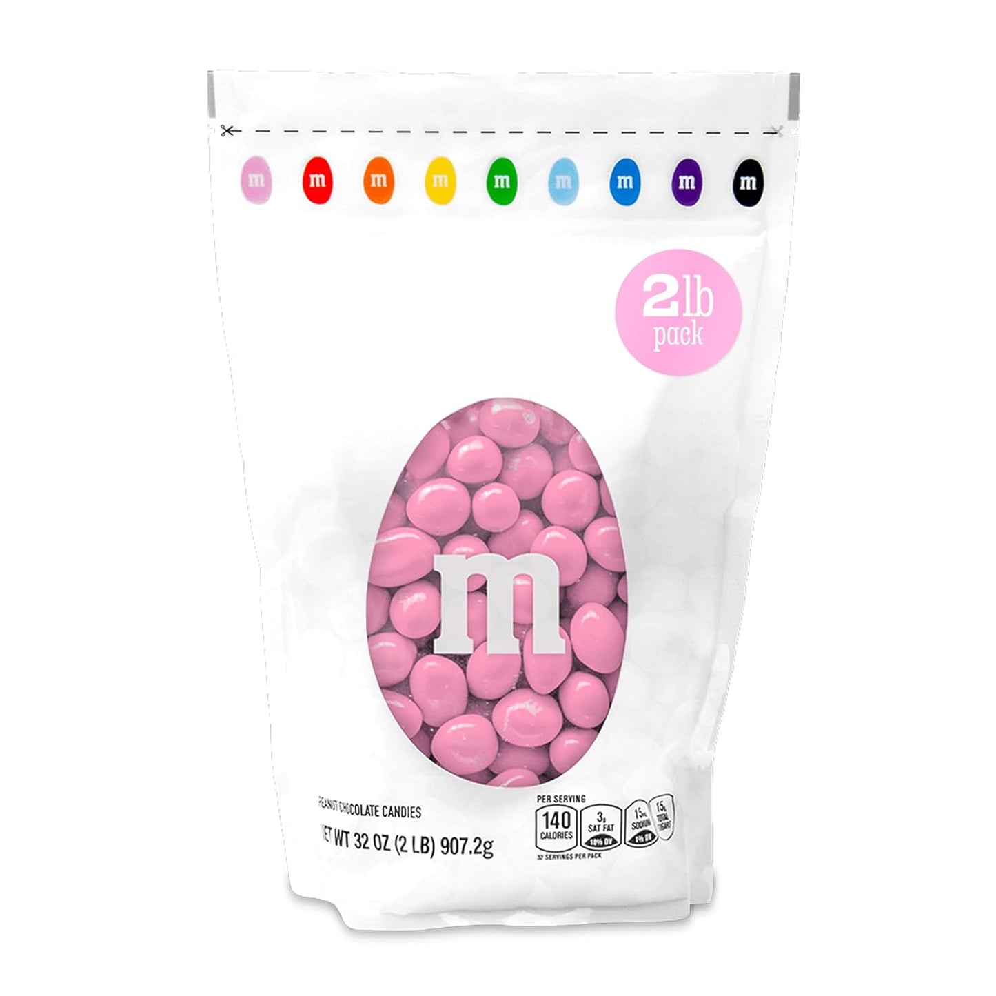 M&M’S WORLD Peanut Pink Chocolate Candy - 2lbs of Bulk Candy in Resealable Pack for Candy Buffet,Birthday Parties,Theme Meetings,Candy Bar,Sweet Stuff for DIY Party Favors or Edible Decoration