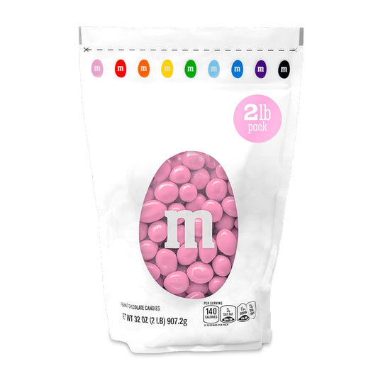 M&M’S WORLD Peanut Pink Chocolate Candy - 2lbs of Bulk Candy in Resealable Pack for Candy Buffet,Birthday Parties,Theme Meetings,Candy Bar,Sweet Stuff for DIY Party Favors or Edible Decoration