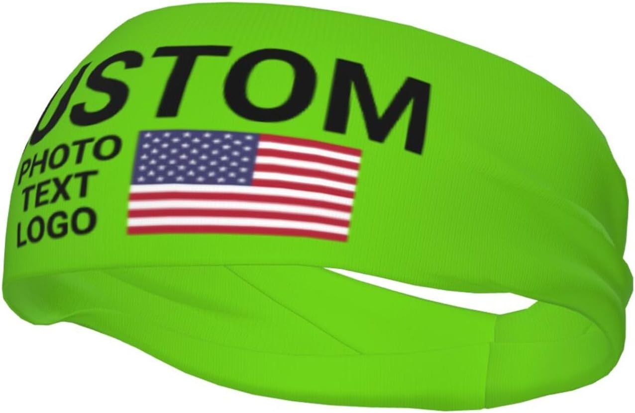 Custom Sports Headband Sweatband Bandana Add Your Photo Logo Text Number, Bulk Customized Unisex Sports Moisture Wicking Breathable Elastic