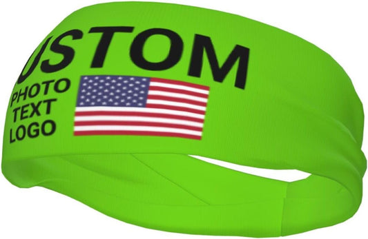 Custom Sports Headband Sweatband Bandana Add Your Photo Logo Text Number, Bulk Customized Unisex Sports Moisture Wicking Breathable Elastic