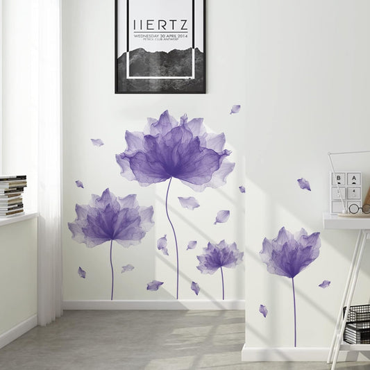 59.1'' x 49.6'' Huge Flower Petal Wall Decals Living Room Floral Wall Stickers Removable Peel and Stick Waterproof Wall Art Decor Stickers for Bedroom Bathroom Office (Purple)