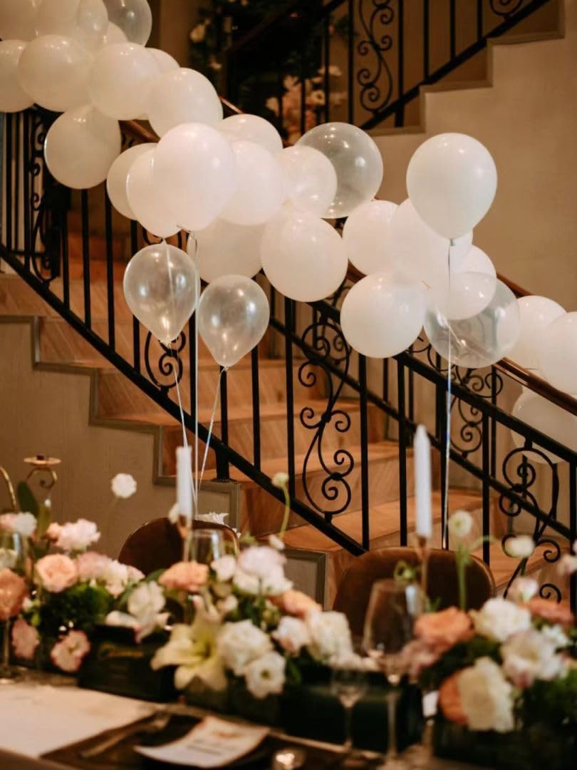 White Latex Balloons 100 pcs Matte White Balloons Different Sizes 18 12 10 5 Inch Round Helium Balloons for Themed Wedding Graduation Birthday Party Backdrop Decorations