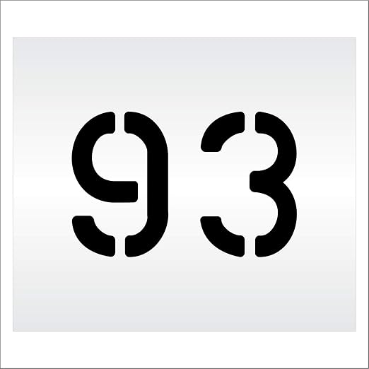 Pavement, Curb, and WheelStop Stencils - 6 inch Double Number Stencil - (93) - 6" x 9" x 1/16" (63 mil) - Light-Duty