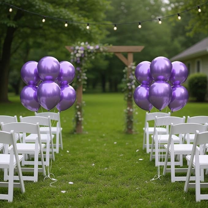 50 Pcs 12 Inch Metallic Purple Balloons, Chrome Purple Latex Balloons for Party Decorations, Shiny Bright Purple Balloons for Girls Birthday, Wedding, Baby Shower, Lavender Theme Party