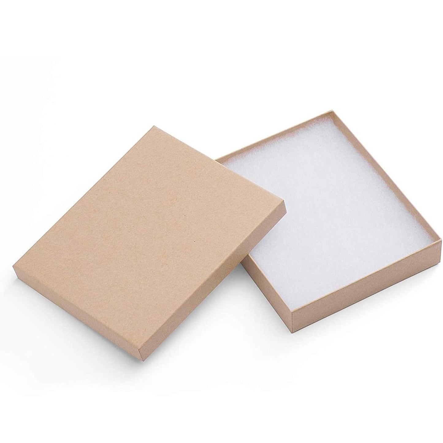 MESHA 42PC Jewelry Gift Boxes With Lids - Kraft 6x5x1, Cotton Filled Brown for Necklaces, Bracelets - Bulk Shipping Boxes for Small Business, Accessories