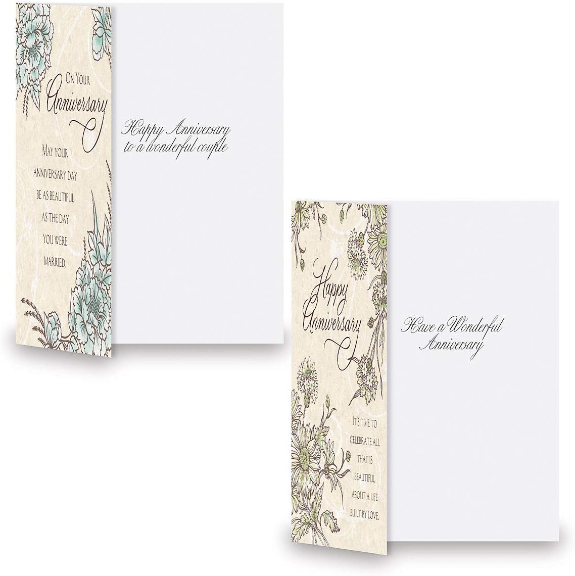 Expressions of Faith Anniversary Cards - Set of 8 (4 designs), Large 5" x 7" Religious Wedding Anniversary Cards with Bible Verse Inside, White Envelopes