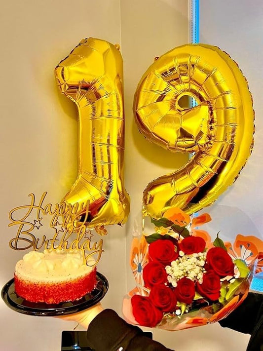 40Inch Balloon Number, Gold Number 19 Balloons Birthday Decoration for Men & Women, Foil Gold Party Decorations for Birthday Wedding Engagement Memroial Day's