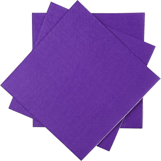 Purple Cocktail Napkins 5 * 5inch disposable Beverage Napkin paper for Cocktail, Wedding, Dinner，Birthday Party Dessert Wine Paper Napkins（ 120 Count）