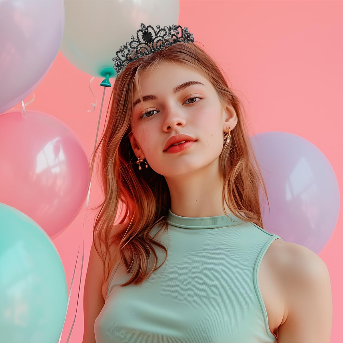 Birtthday Tiara Crown with Sash for Women Birthday Queen Party