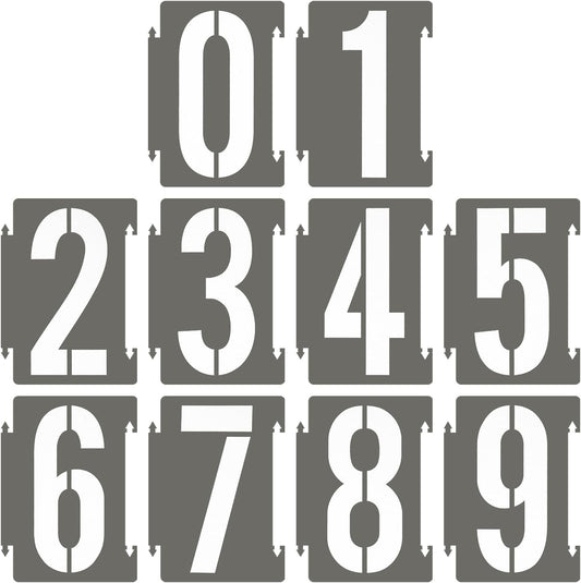 PATIKIL 20Pcs 11 Inch Large Number Stencils, 0-9 Address Number Stencil, Reusable Plastic Digital Templates for Crafts Drawing Wood Stencils White