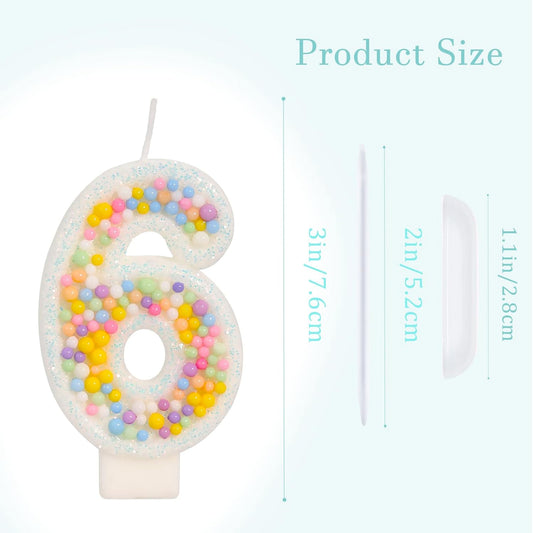 Number 6 Birthday Candle - Colorful Macaron Candles, 6 Candle Birthday Girl Women, Sweet Theme Birthday Party Supplies, Anniversary Party Cake Decorations