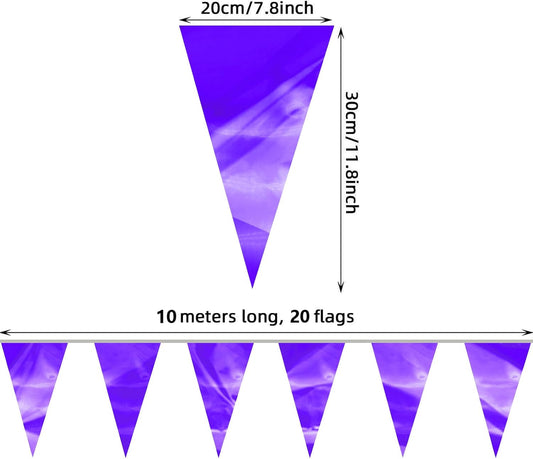 65FT Purple Glitter Triangle Pennant Banner Flag Metallic Bunting Fabric Garland for Christmas Graduation Wedding Engagement Anniversary Bachelorette Bridal Shower lavenderValentine's Party Supplies