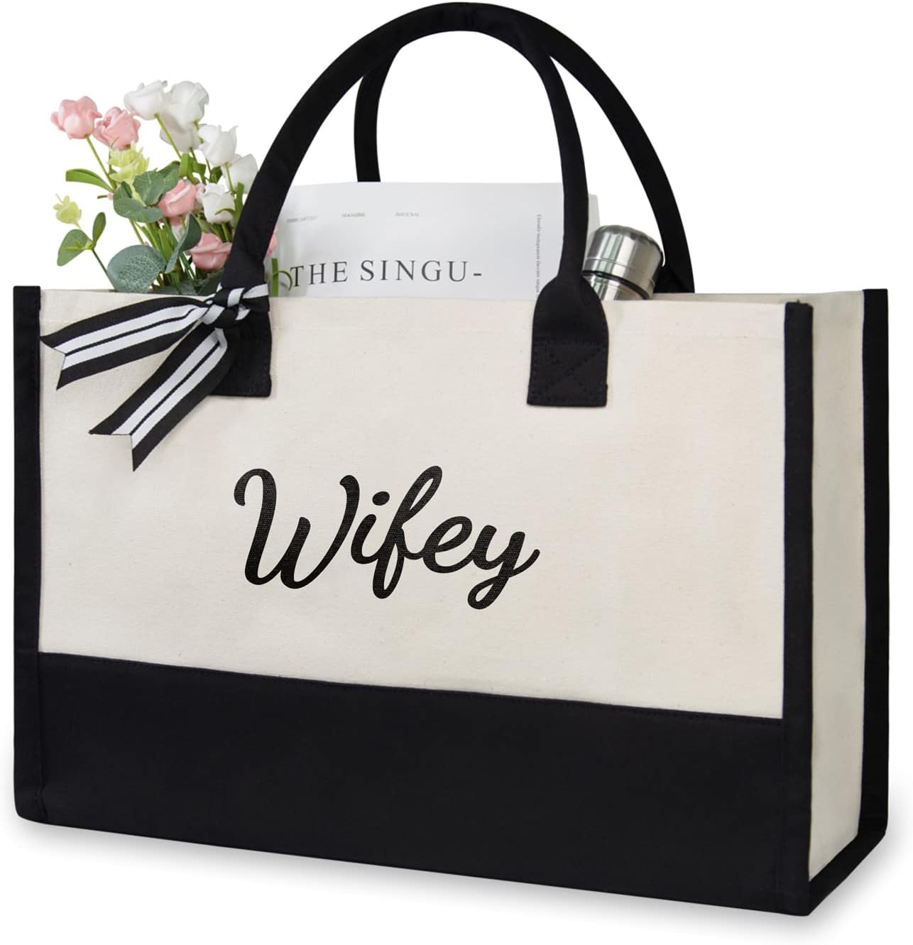 TOPDesign Canvas Tote Bag, Bridal Shower Gifts for Bride, Wedding Bachelorette Bride Gifts Shoulder Bag