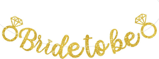 Glitter Gold Bride to Be Banner,Pre-Strung Bridal Shower Sign Garland,Bachelorette Party Decoration Wedding Shower Party Supplies(No DIY)